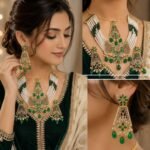 Green Pearl Bridal Jewellery Set | Gold Emerald Necklace Set | AD Garments
