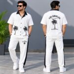 Men’s Palm Print Button-Up Shirt & Jogger Set | AD Garments