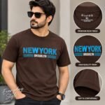 Men’s Premium Cotton New York Brooklyn Printed T-Shirt – Olive Green | AD Garments