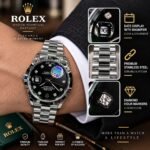 ROLEX Men’s Luxury Stainless Steel Quartz Watch – Colorful Dial, Date Display & Diamond Hour Markers | AD Garments - Image 3