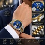 Rolex Oyster Perpetual Datejust Men’s Luxury Watch – Blue Dial, Date Display & Diamond Hour Markers | AD Garments