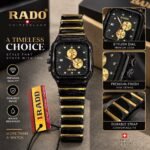 Rado Luxury Black & Gold Watch for Men – Premium Stainless Steel Dual-Strap Wristwatch | AD Garments - Image 2