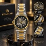 Seastar Luxury Skeleton Gold Dial Stainless Steel Watch | AD Garments - Image 2