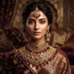 Bridal Jewellery Set for Women – Traditional Gold & Red Necklace, Earrings and Maang Tikka | AD Garments