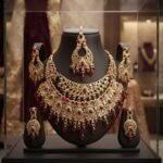 Bridal Jewellery Set for Women – Traditional Gold & Red Necklace, Earrings and Maang Tikka | AD Garments - Image 3