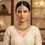 Luxury Mint Green & Gold Kundan Bridal Jewelry Set – Necklace, Earrings & Maang Tikka | AD Garments