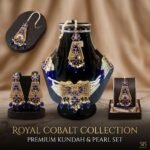 Royal Cobalt Blue & Gold Kundan Bridal Jewelry Set – Premium Necklace, Earrings & Maang Tikka | AD Garments