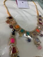 Multicolor Kundan Statement Necklace Set – Traditional Gold-Tone Bridal Jewelry | AD Garments - Image 3