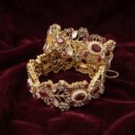Royal Antique Gold & Ruby Kundan Handcrafted Bridal Bracelet | AD Garments - Image 2