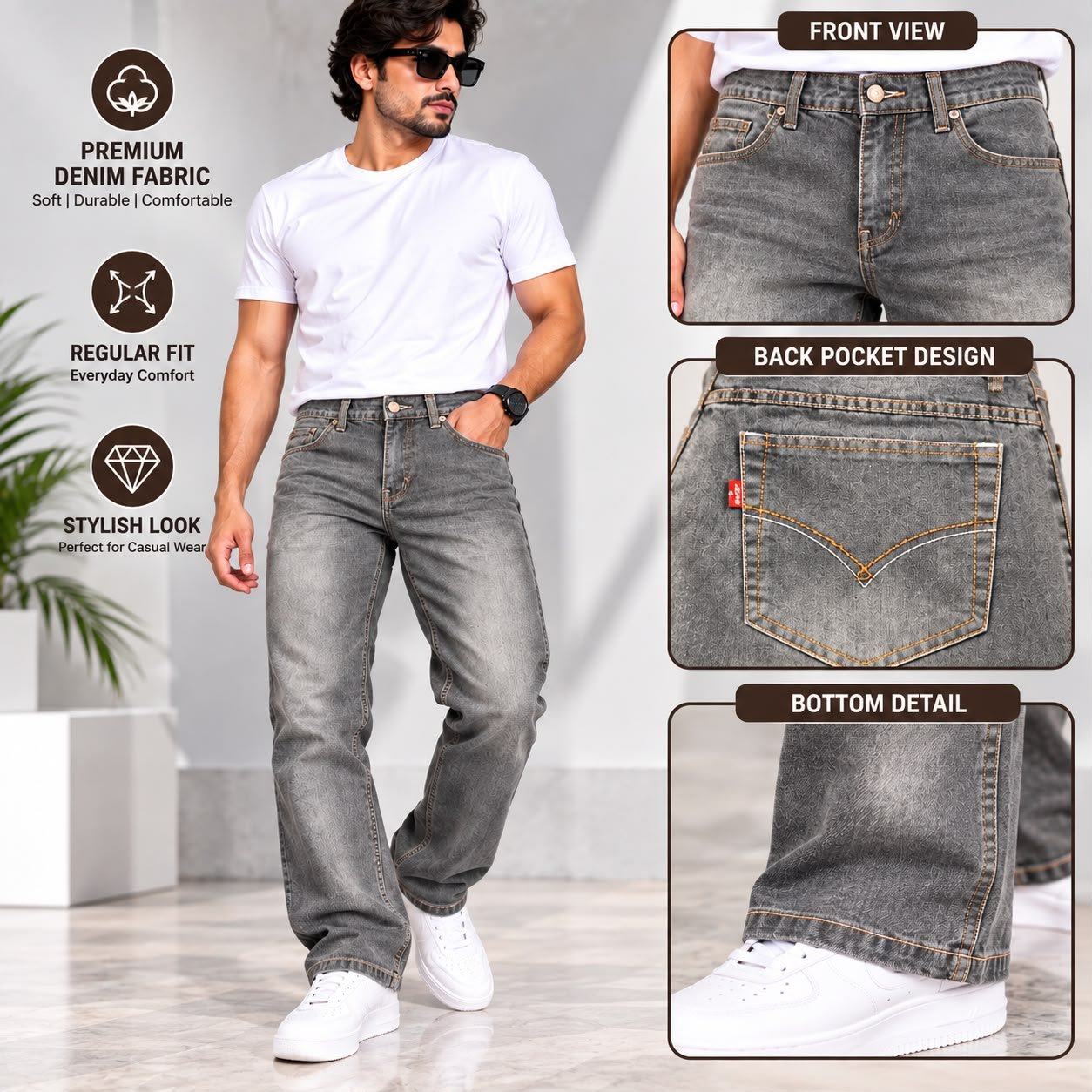 WhatsApp Image 2026-09-26 at 1.46.38 PM Men’s Grey Denim Jeans – Premium Regular Fit Casual Jeans | AD Garments - Image 1