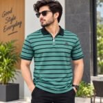 Men’s Striped Polo Shirt – Stylish Half-Zip Collar & Comfortable Casual Fit | AD Garments
