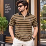 Men’s Striped Polo Shirt – Stylish Half-Zip Collar & Comfortable Casual Fit | AD Garments - Image 4