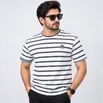 Men’s Striped T-Shirt – Classic Crew Neck Casual Tee | AD Garments