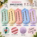 Women’s Ankle Socks – Soft Cotton Pack of 3 Pairs (Flowers Design)| AD Garments - Image 2