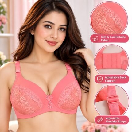 Women’s Soft & Comfortable Lace Padded Bra – Adjustable Straps & Back Support | AD Garments