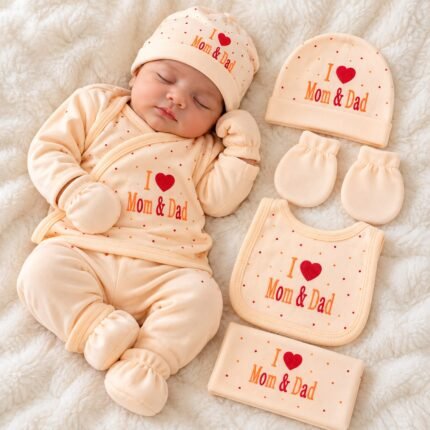 Newborn Baby Clothes Gift Set – I Love Mom & Dad Blue 10-Piece Set (0 to 6 month baby) | AD Garments