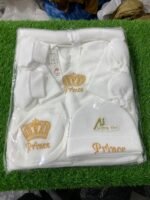 Premium White Baby Prince Gift Set – Crown Embroidered Newborn Clothing & Accessories (0 to 6 months baby outfit) | AD Garments - Image 2